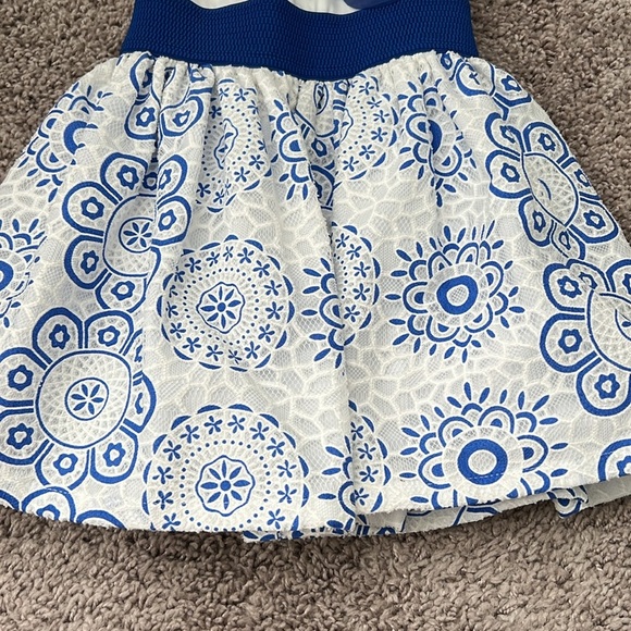 ZOE LTD Blue & White Floral Formal Toddler Dress - Picture 3 of 7